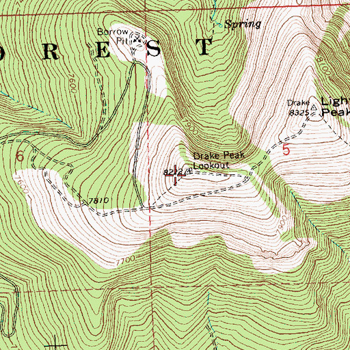 Topographic Map of Drake Peak Lookout, OR
