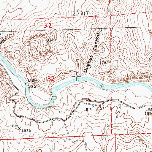Topographic Map of Dugout Canyon, OR