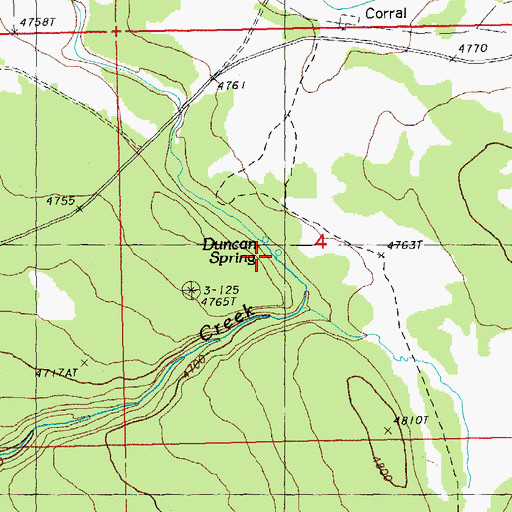 Topographic Map of Duncan Spring, OR