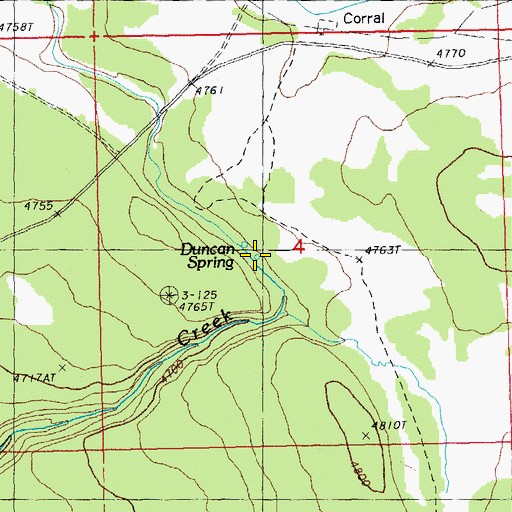 Topographic Map of Duncan Spring, OR