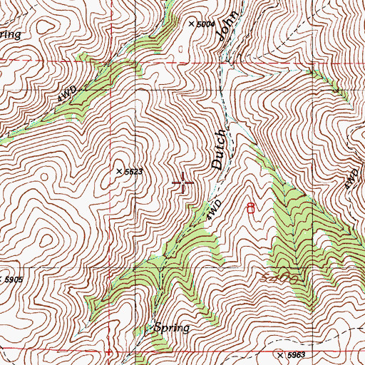 Topographic Map of Dutch John Cabin, OR