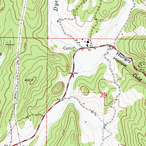 Topographic Map of Dye Creek, OR
