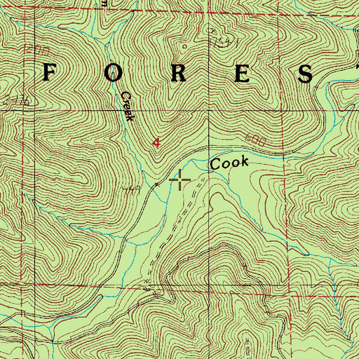 Topographic Map of East Fork Cook Creek, OR