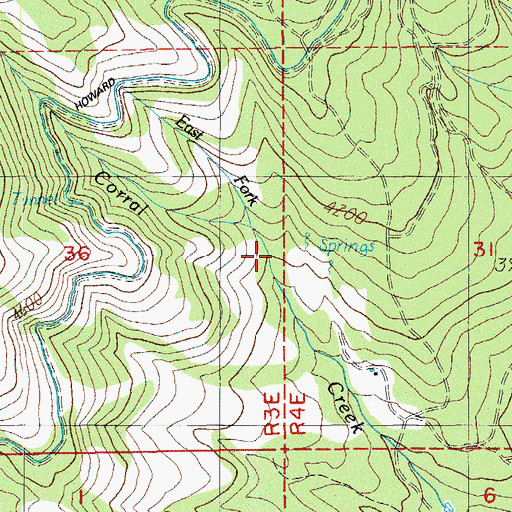 Topographic Map of East Fork Corral Creek, OR