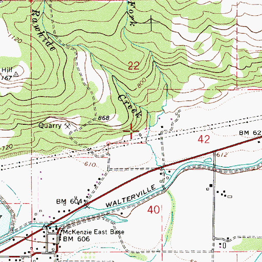 Topographic Map of East Fork Rawhide Creek, OR