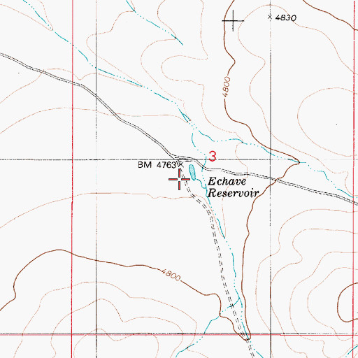 Topographic Map of Echave Reservoir, OR