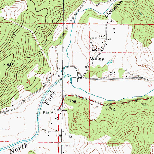 Topographic Map of Echo Valley, OR
