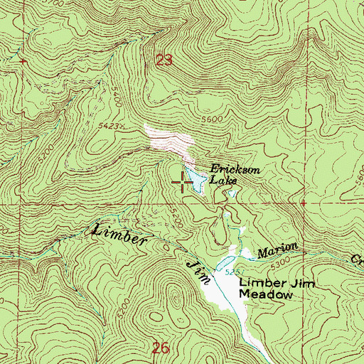 Topographic Map of Erickson Lake, OR