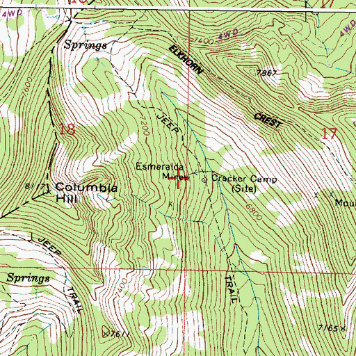Topographic Map of Esmeralda Mine, OR