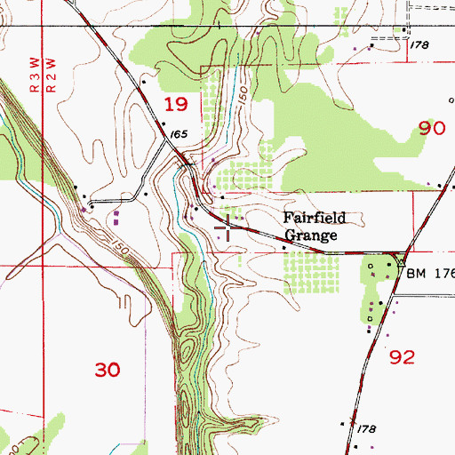 Topographic Map of Fairfield Grange, OR
