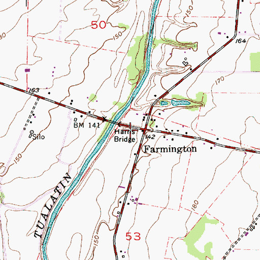 Topographic Map of Farmington, OR