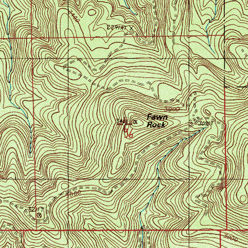 Topographic Map of Fawn Rock, OR