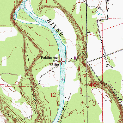 Topographic Map of Feldheimer Ferry, OR