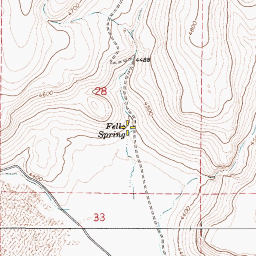 Topographic Map of Fells Spring, OR