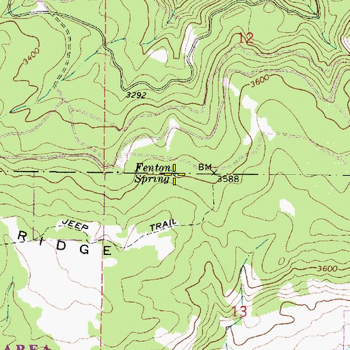 Topographic Map of Fenton Spring, OR