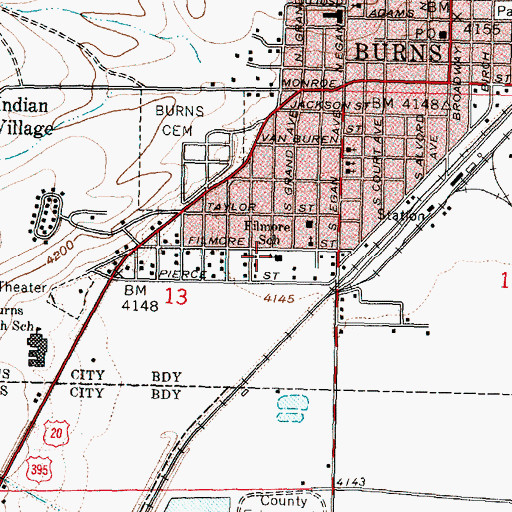 Topographic Map of Filmore School (historical), OR