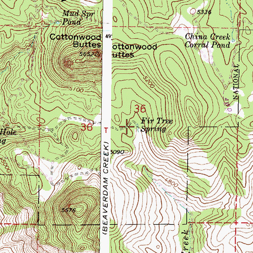 Topographic Map of Fir Tree Spring, OR