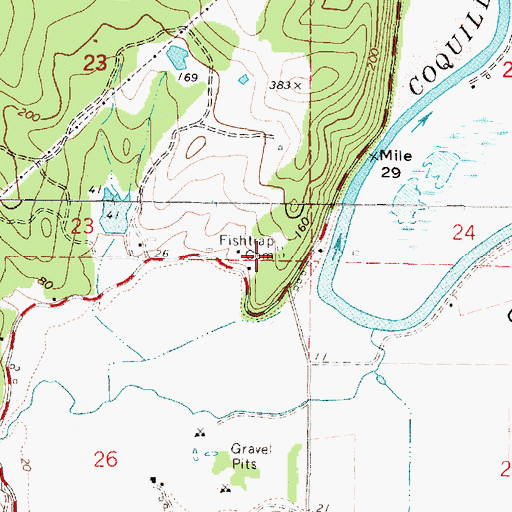 Topographic Map of Fishtrap Cemetery, OR
