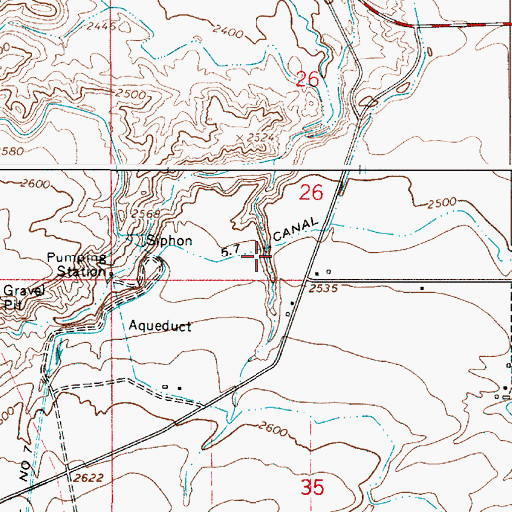 Topographic Map of Five and Seventenths Canal, OR