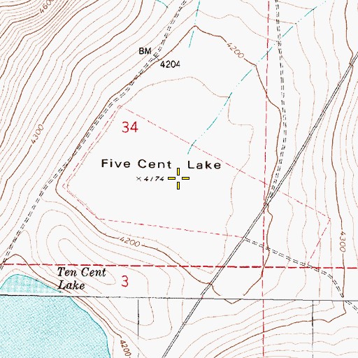 Topographic Map of Five Cent Lake, OR