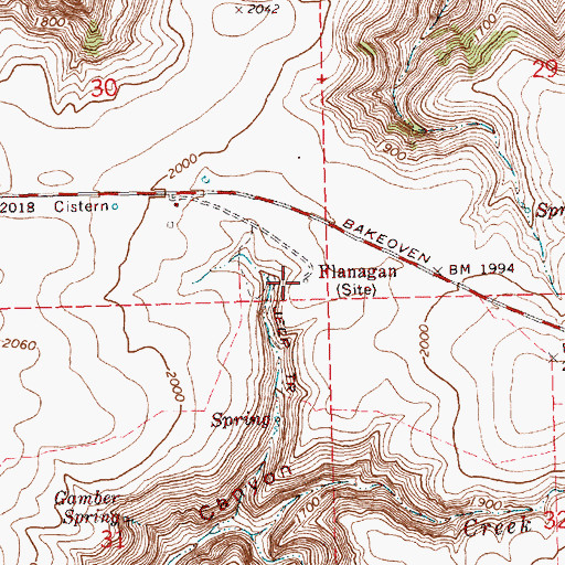 Topographic Map of Flanagan, OR