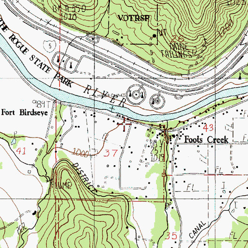 Topographic Map of Foots Creek, OR