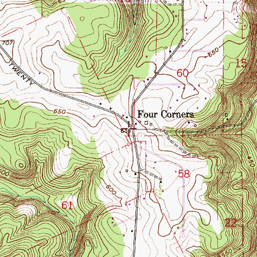 Topographic Map of Four Corners, OR