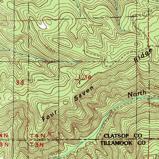 Topographic Map of Four Seven Ridge, OR