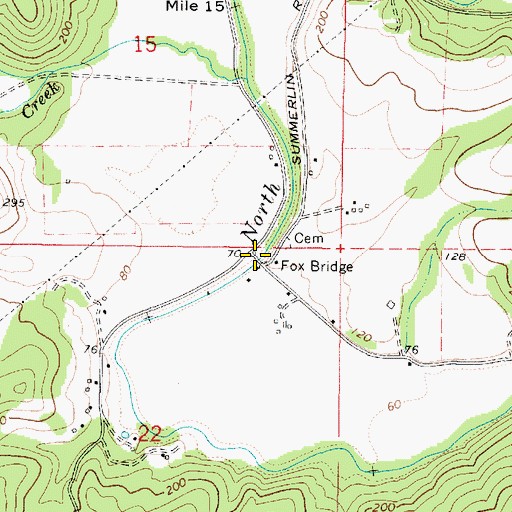 Topographic Map of Fox Bridge, OR