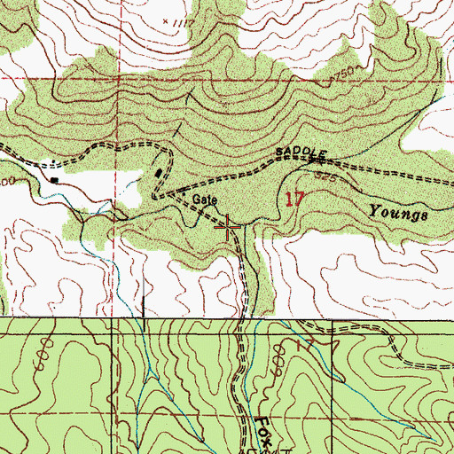 Topographic Map of Fox Creek, OR