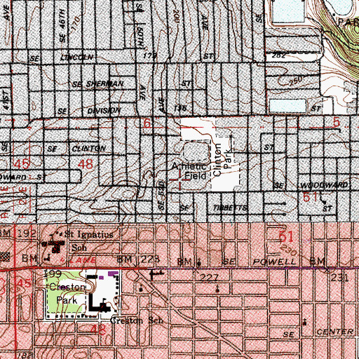 Topographic Map of Franklin High School, OR
