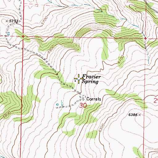 Topographic Map of Frazier Spring, OR