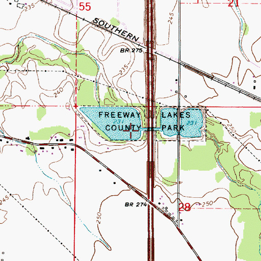 Topographic Map of Freeway Lakes County Park, OR