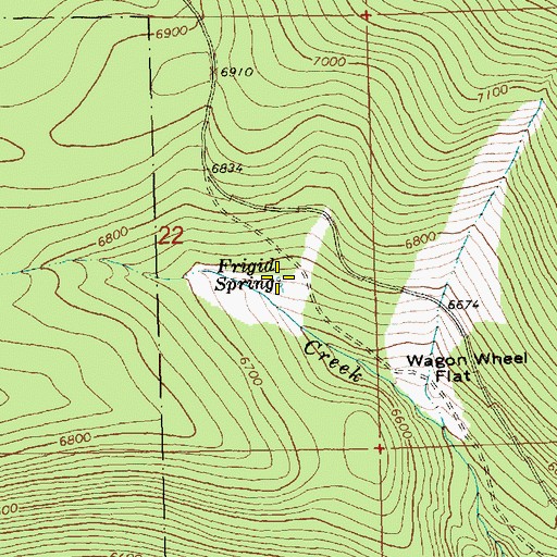 Topographic Map of Frigid Spring, OR