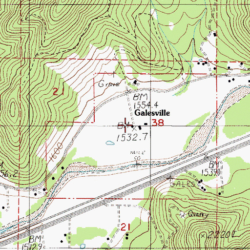 Topographic Map of Galesville, OR