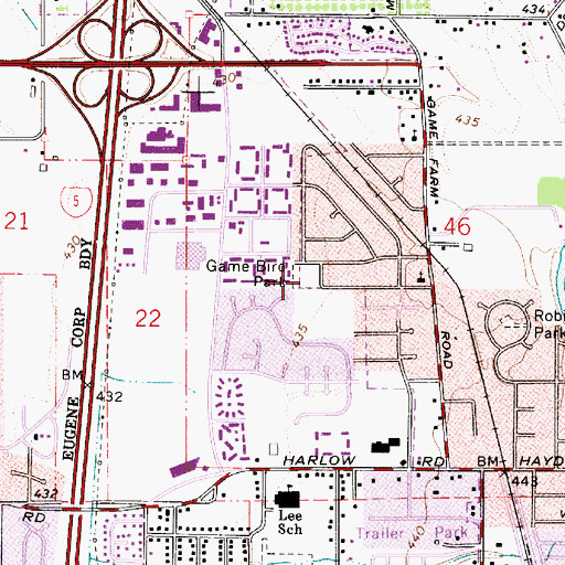 Topographic Map of Gamebird Park, OR