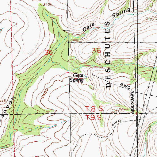 Topographic Map of Gate Spring, OR