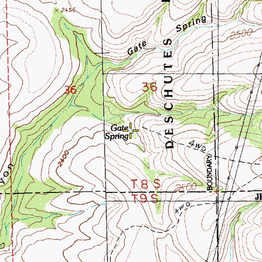 Topographic Map of Gate Spring, OR