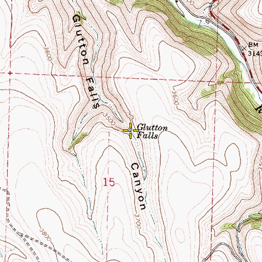 Topographic Map of Glutton Falls, OR