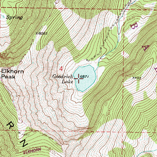 Topographic Map of Goodrich Lake, OR