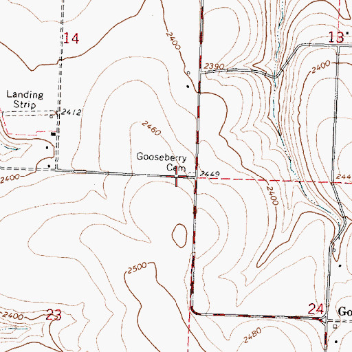 Topographic Map of Gooseberry Cemetery, OR
