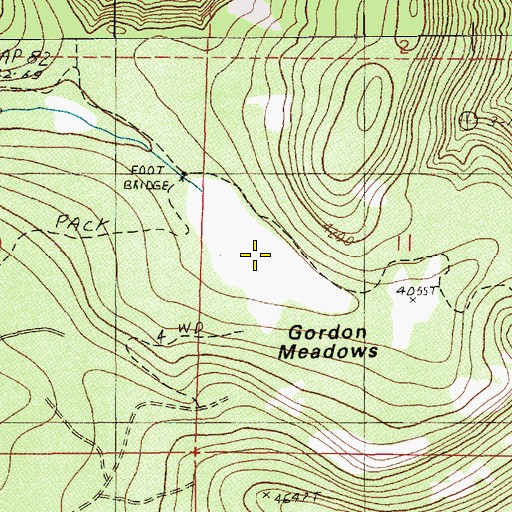 Topographic Map of Gordon Meadows, OR