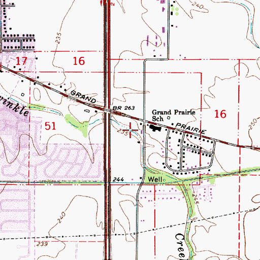 Topographic Map of Grand Prairie School (historical), OR