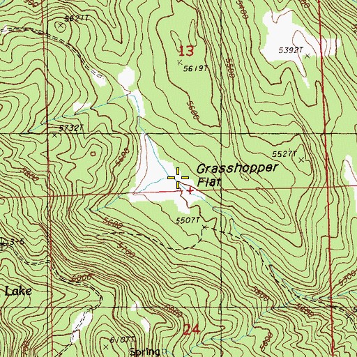 Topographic Map of Grasshopper Flat, OR