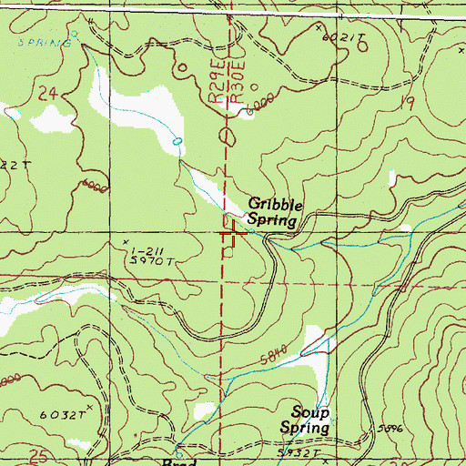 Topographic Map of Gribble Spring, OR