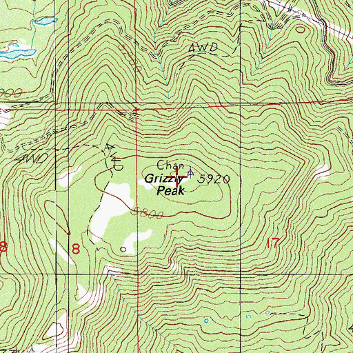 Topographic Map of Grizzly Peak, OR