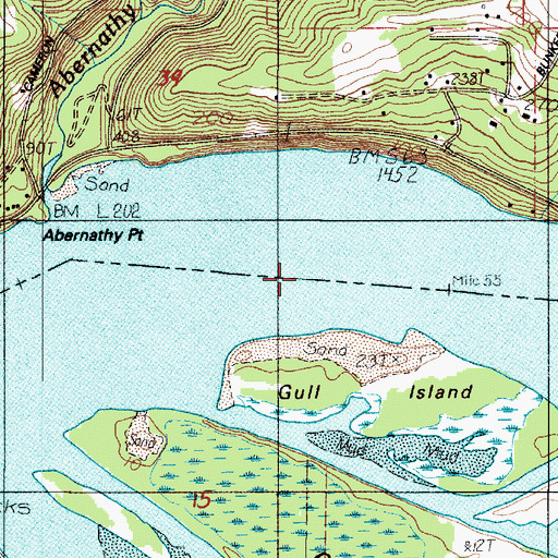 Topographic Map of Gull Island Turn and Channel, OR