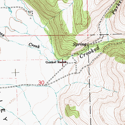 Topographic Map of Gunkel Ranch, OR