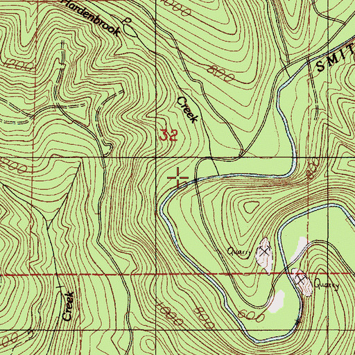 Topographic Map of Hardenbrook Creek, OR