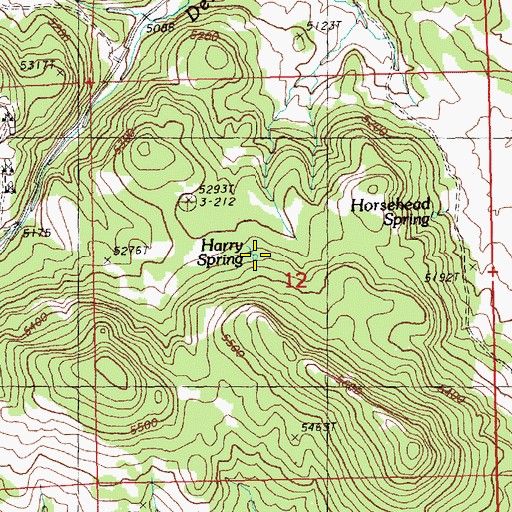 Topographic Map of Harry Spring, OR